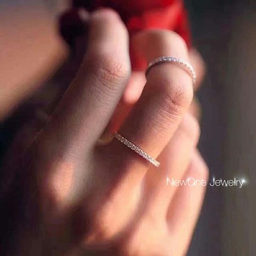 小排鉆戒指女細款銀食指指環碎鉆鋯石仿真鉆 少女心ins尾戒關節戒