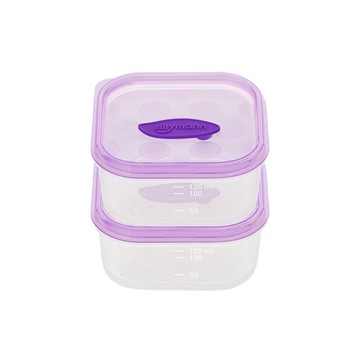 sillymann 100%鉑金矽膠副食品保鮮盒 柔軟安全 耐高低溫 易清洗  紫色  120ml  1組