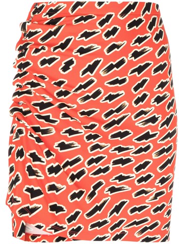 Rabanne - graphic-print asymmetric skirt - women - Elastane/Viscose - 36 - Red