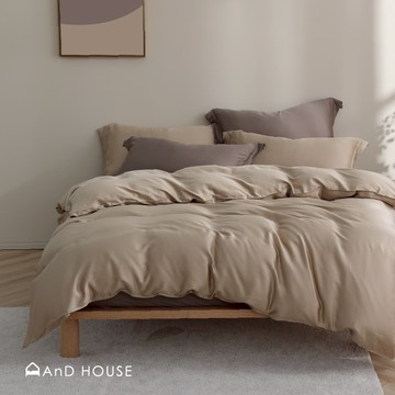 AnD House 天絲60支-雙色配-熱賣色系／加大／床包被套組｜安庭家居 素色 混搭