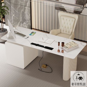 開票 免稅 高級巖板辦公桌意式極簡書桌現代輕奢設計感小戶型黑色老板電腦桌 PDD-95快速出貨 公司貨