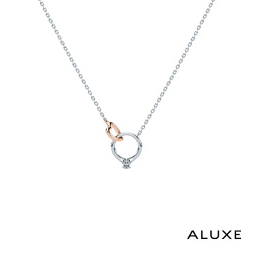 ALUXE 亞立詩 10K金 鑽石項鍊 粉紅愛心 雙色 迪士尼 經典米奇系列 NNDM002