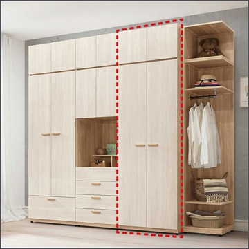 2.5x7.8尺雙吊(衣櫃+被櫃) 拉門衣櫥 開門衣櫥 收納衣櫃 儲物衣帽間【275B1162】Leader傢居館275-7937+7935-1