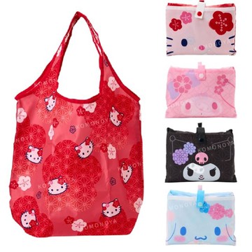 小禮堂 Sanrio 三麗鷗 摺疊環保購物袋 (和風款) Kitty 美樂蒂 大耳狗 酷洛米