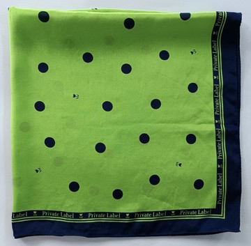 客製化絲巾，30 x 30 英吋，綠色鬱金香點點，絲綢，禮物
