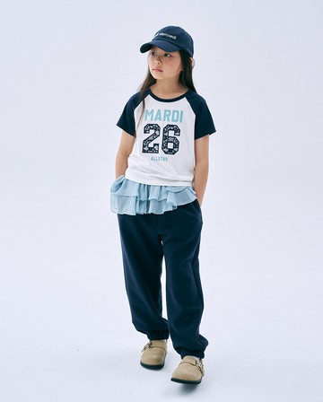 MARDI MERCREDI 童裝 印花短TEE 象牙色 蕾絲拼接 薄荷色 CROPPED TSHIRT RAGLAN NO.26 LACE