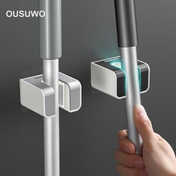 日本精工拖把掛鉤免打孔壁掛衛生間強力固定卡扣拖把夾收納神器