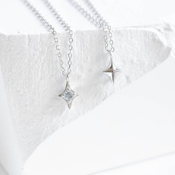 藍托帕石925純銀十字星星項鍊
