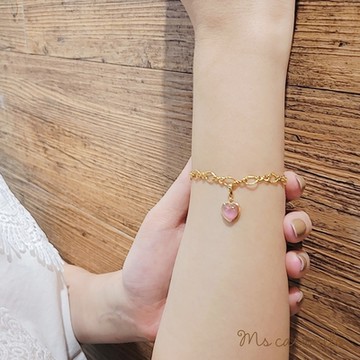 【焦糖小姐 Ms caramelo】愛心粉紅寶石手鍊(愛心手鍊)