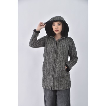 (M) uniqlo質感連帽黑色外套二手衣