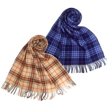 Paul Stuart經典蘇格蘭格紋羊毛流蘇披肩圍巾(任選)989907｜GoBrand購名牌