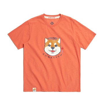 江戶勝 日系 男裝 勝太郎笑臉短袖T恤(灰桔色)#上衣#勝太郎