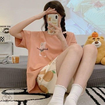 可可裡🐾女士睡衣夏季夏天高顏值學生薄款可愛短袖家居服大碼寬鬆女人套裝