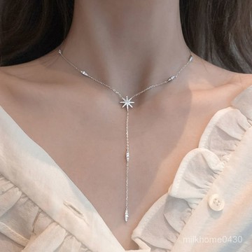 📿限時下殺📿【3702人收藏】S925純銀網紅六芒星吊墜女高級感項鏈女長款百搭簡約毛母親節禮物