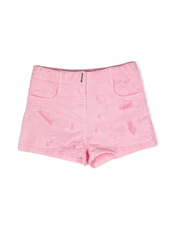 Givenchy Kids - ripped denim shorts - kids - Cotton/Elastane/Polyester/Cotton - 10 - Pink