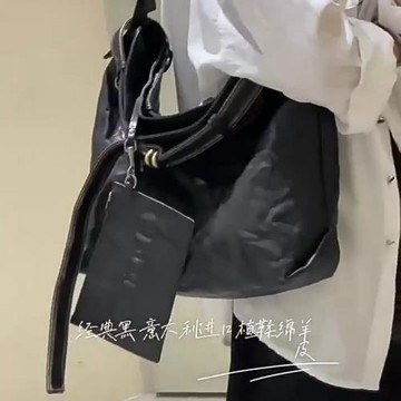 GRTT各樂系列款垃圾袋黑石Hobo子母托特植鞣褶皺羊皮單肩斜挎包