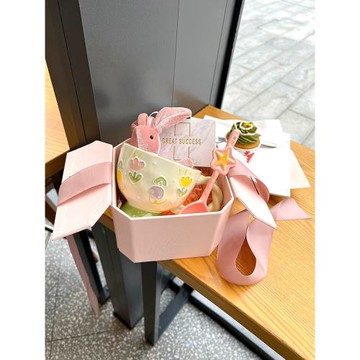 高顏值釉下彩立體浮雕燕麥片早餐杯碗女生大容量郁金香禮物陶瓷杯