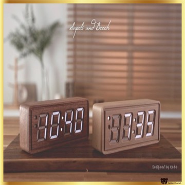 BANANA STUDIO 木製數字 LED 鬧鐘天然沙比利/山毛櫸選項