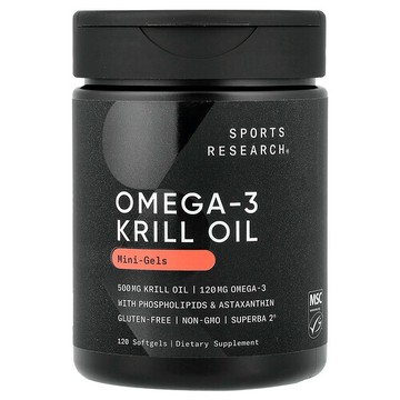 Sports Research, SUPERBA 2 南極磷蝦油和蝦青素，500 毫克，120 粒軟凝膠
