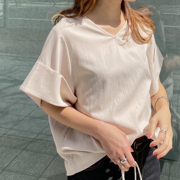 日本 Kobe Lettuce - 美型特色袖亞麻感上衣-淺杏 (大寬袖)