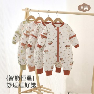 嬰幼兒秋冬純棉a類保暖分腿睡袋兒童防踢被寶寶60克夾棉長袖睡袋鑫弘-萌寶童裝可開發票