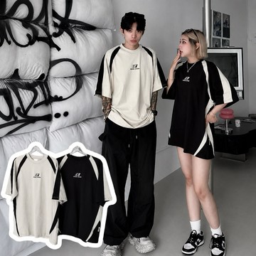 【APPAREL】重工立體刺繡G特殊上下拼接短T 寬鬆短T 寬鬆短袖 寬鬆上衣 重磅上衣