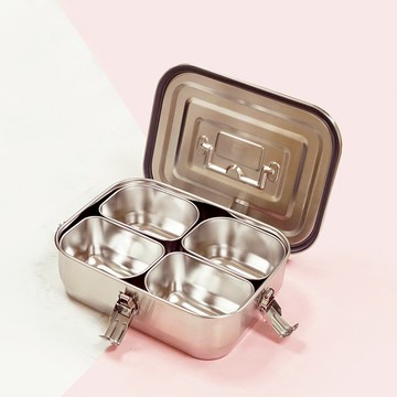 【組合】不鏽鋼304餐具系列-霧面方形提盒(內含四個分隔盒)