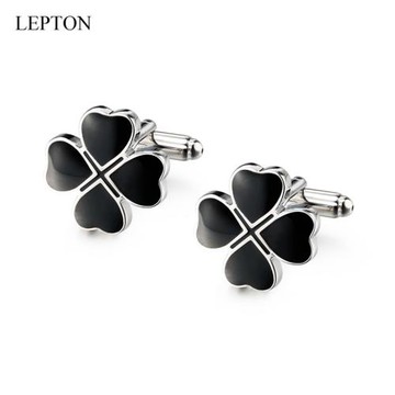 質感法式襯衫男士長袖四葉草袖口釘商務正裝結婚新郎袖扣生日禮物