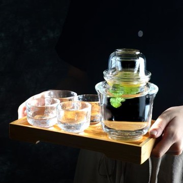 日式玻璃白酒清酒具套裝耐高溫分酒器酒杯酒壺溫酒具燙酒