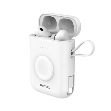 mimax 多功能便攜無線充電器 5000mAh W20 白色 AirPods/Apple Watch適用  1個
