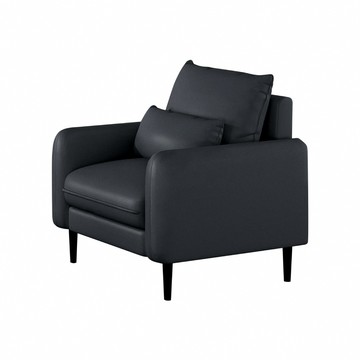 【IDEA】艾樂現代貓抓皮圓潤舒適單人沙發/皮沙發(2色任選)深灰