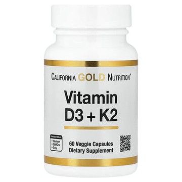 California Gold Nutrition, 維生素 D3 + K2，60 粒素食膠囊