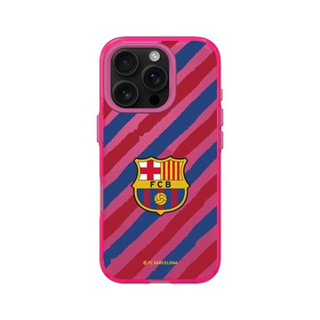 iPhone 16 Pro Clear 粉漾桃 - FC Barcelona - Logo - Striped Background