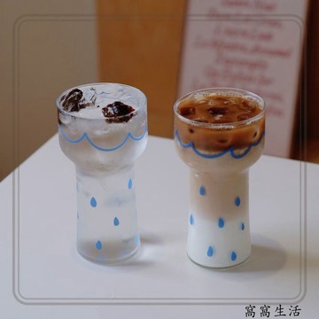 窩窩生活 雨天情緒高硼矽玻璃杯高顏值ins風夏季家用果汁咖啡牛奶杯送朋友