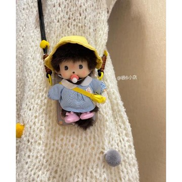 蒙奇奇毛絨可愛韓國可斜挎可背手機背夾玩偶公仔手機殼帶掛繩