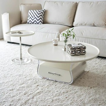 免運/開立發票 家用創意新款圓形法式茶幾組合亞克力小戶型奶油風原創客廳茶幾 最低價 快速出貨