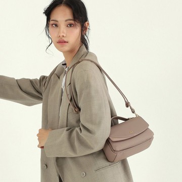 Megan (沙色)：斜背包, 牛皮, 灰色, 輕巧, 迷你包