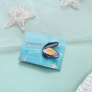 刺繡別針/燙貼 | 海洋系列 | 淡菜  | Littdlework