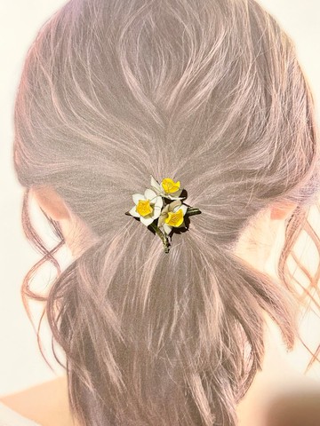 水仙 髮簪式髮飾 春 白色 黃色 水仙