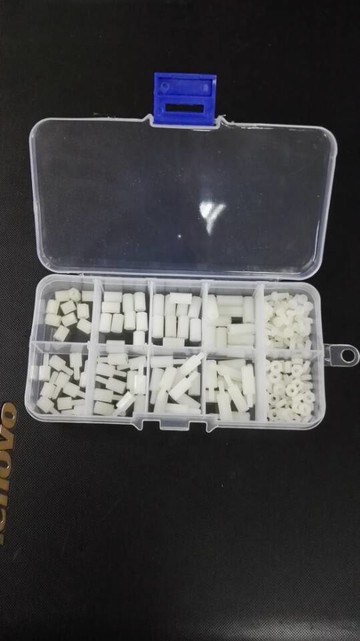 200個盒裝 M2.5尼龍六單雙通六角隔離柱套裝塑料螺絲螺母配件包