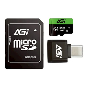 AGi 亞奇雷 microSD記憶卡組 64GB AGI064G2ETF138 讀卡機 SD轉接卡  1組