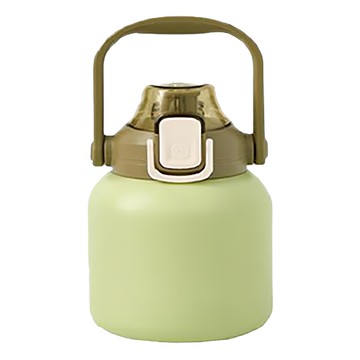 彈蓋手提真空保溫瓶 800ml 304不鏽鋼內膽 PP杯蓋 PP吸管 雙飲設計  顏色隨機  1個