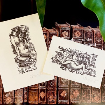 比利時藝術家 GAUDAEN, Gerard - Ex-libris -藏書票-版畫-裸女