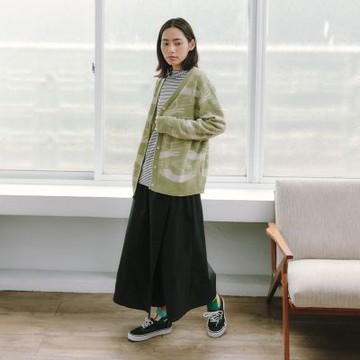 【Dailo】偷看貓咪長裙褲 黑 灰(魅力商品)