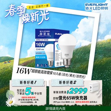 10入組 Everlight 億光 16W 超節能高效環保LED燈泡 (黃光/自然光/白光)