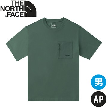 【The North Face 男 休閒大口袋短袖棉T AP《鴨綠》】8C7T/登山/短T/圓領/運動衣/排汗