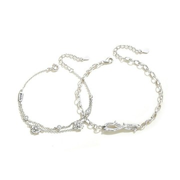 現貨+預購 925純銀手鍊情侶對鍊-植物系設計花卉生日情人節聖誕節交換禮物男女飾品74dv4【獨家進口】【米蘭精品】