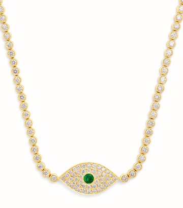 Anita Ko Yellow Gold, Diamond and Emerald Evil Eye Choker Necklace
