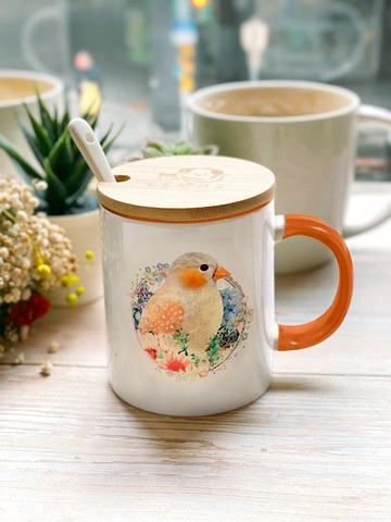 珍珠花鳥-手繪馬克杯/陶瓷杯/馬克杯禮盒