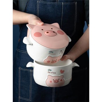 日式陶瓷泡面碗可愛少女心家用帶蓋大容量超大宿舍學生吃面拌面碗